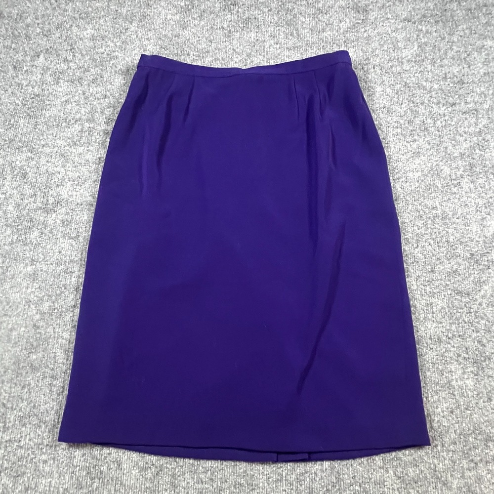 Kasper & Company Asl Pencil Skirt Womens 12 Purple High Waisted Back Zip Office